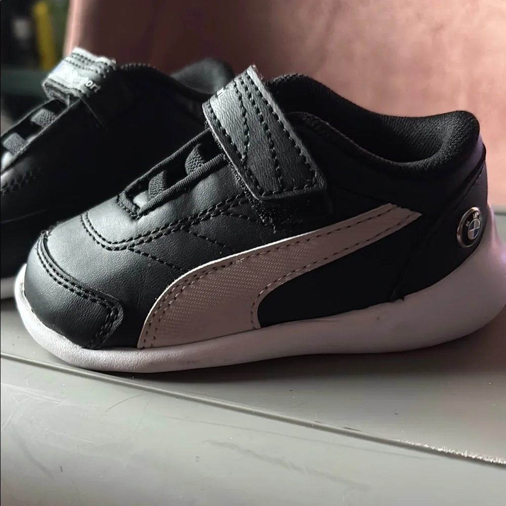 Puma Black and White Sneakers with Suede Finish